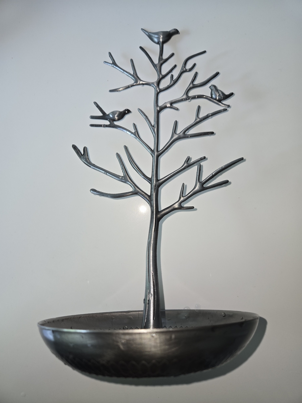 Metal Tree Jewelry Holder with Birds - Silver
